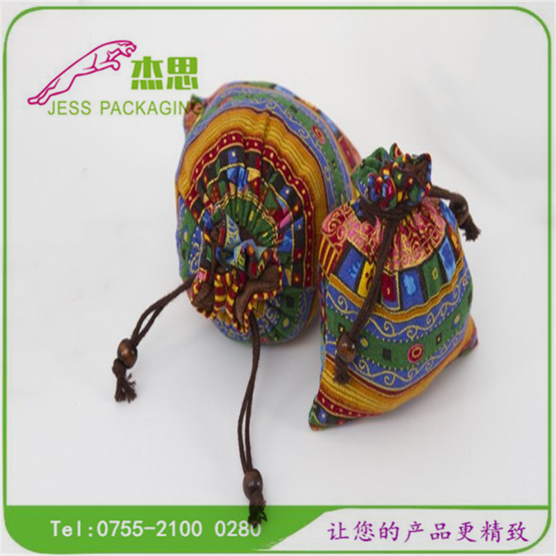 设计新款民族风苗族棉麻布礼品锦囊袋古玩手镯佛珠手串束口袋