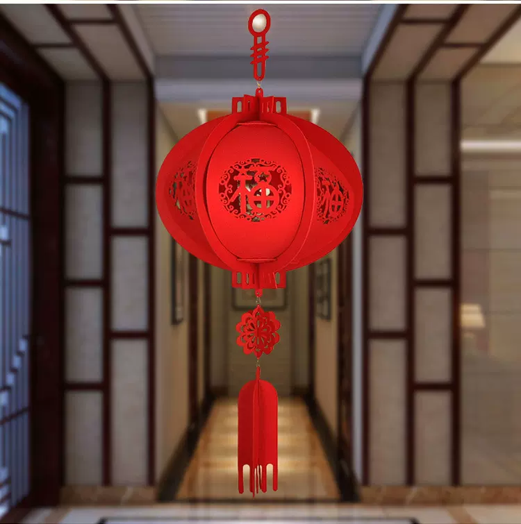 供应2025春节新款立体福字毛毡灯笼批发创意新年装饰福字挂件灯笼