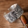 Retro carved ring, silver 999 sample