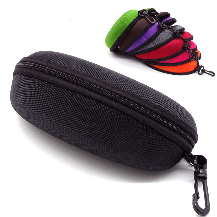 Wholesale Oxford Cloth Zipper Eyeglass Case Bag Eva Black Hook Anti-Pressure Sunglasses Case Sports Glasses Case