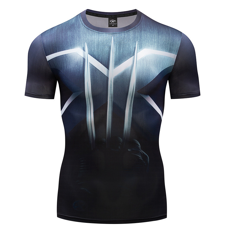 Foreign trade 3D Marvel Wolverine printed short sleeve men's T-shirt sports leisure fitness cycling outdoor