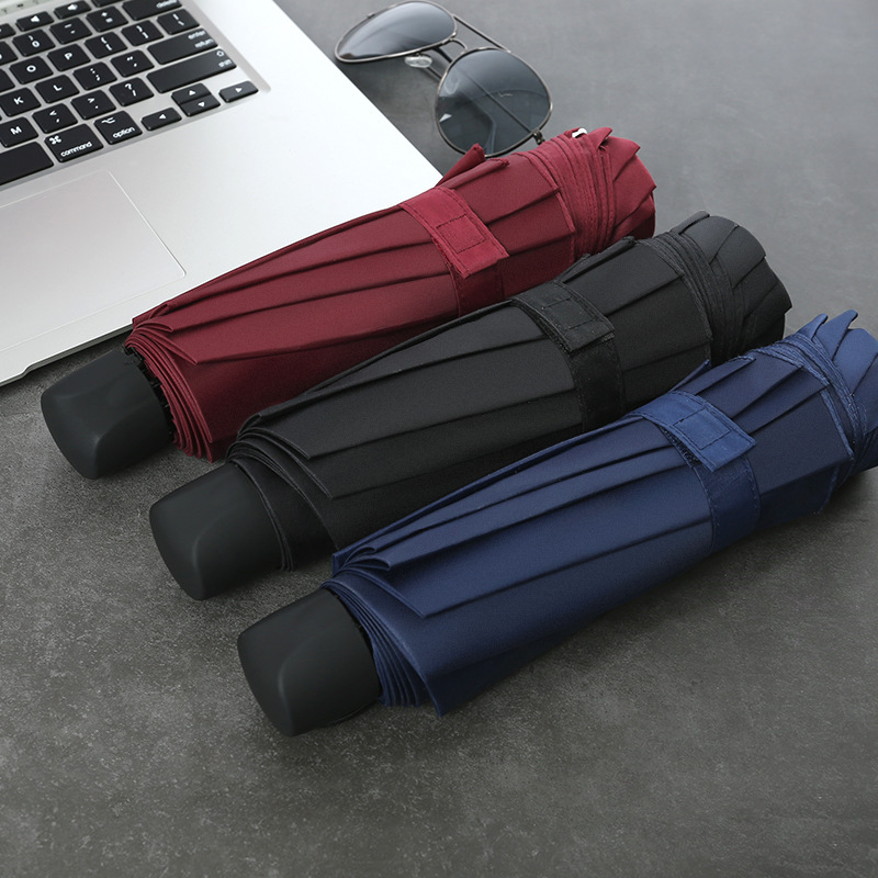 cross-border e-commerce hot products customized 10 bones tri-fold umbrella folding men‘s and women‘s business printing logo advertising umbrella hand umbrella