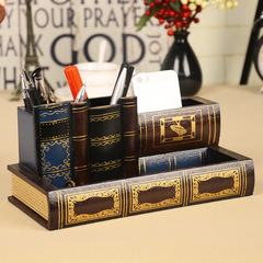 歐式家居辦公室桌面個性多功能假書筆筒收納儲物裝飾擺件禮品