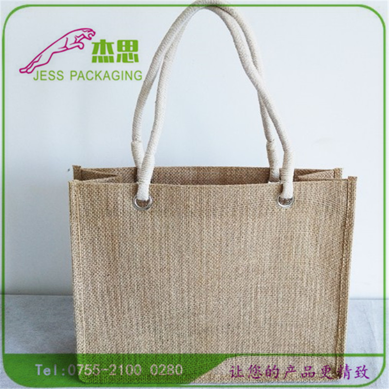 设计新款麻布手提包大容量购物包印刷刺绣logo量大从优