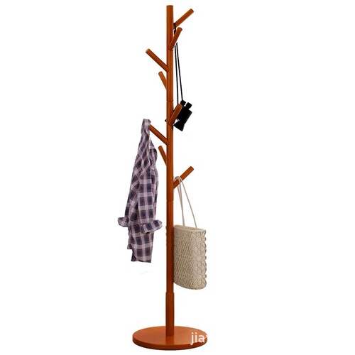 Factory Wholesale Upright Hat Rack Living Room Bedroom Creative Floor Wooden Clothes Rack Simple Solid Wood Hanger Rack Home Use