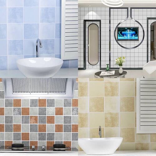 Self-adhesive imitation tile block pattern wallpaper sticker waterproof thickened pearlescent living room kitchen bathroom self-adhesive wallpaper