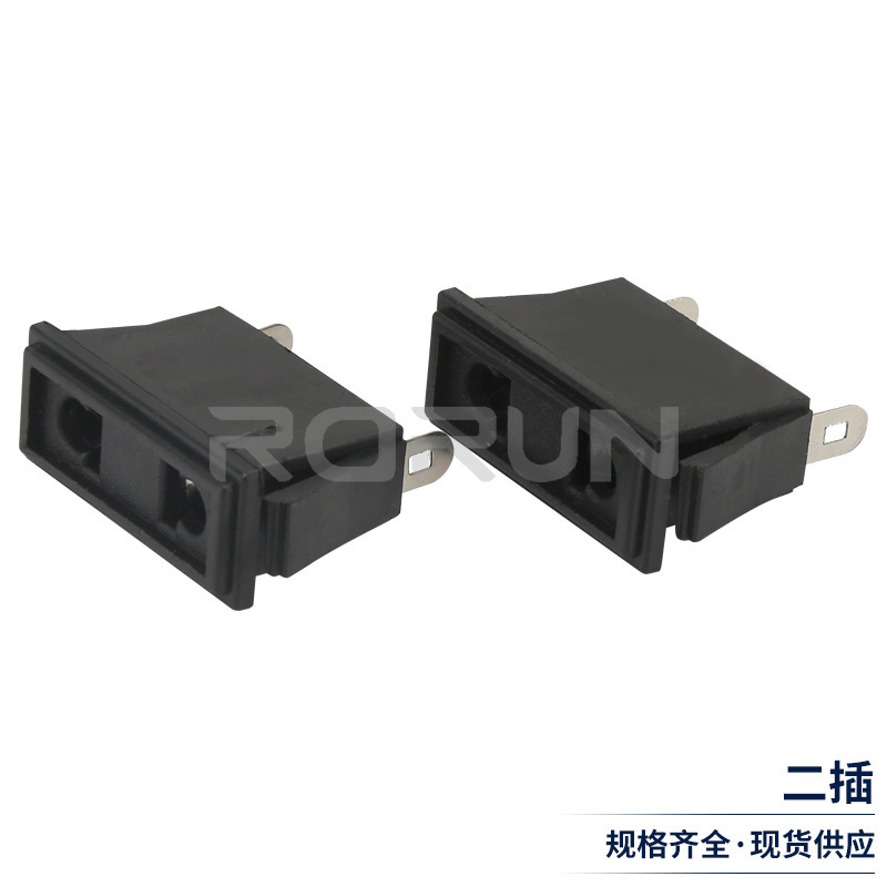 Manufacturer Supplies Ac Power Socket 10A High Current, Two Plugs, Two Holes, Charging Flat Round Power Plug, Complete Specifications