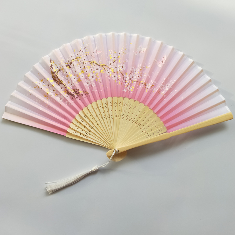 Ventilador de bambú al por mayor, elegante y compacto cheongsam accesorios de ropa Han, ventilador plegable, regalo, ventilador artesanal