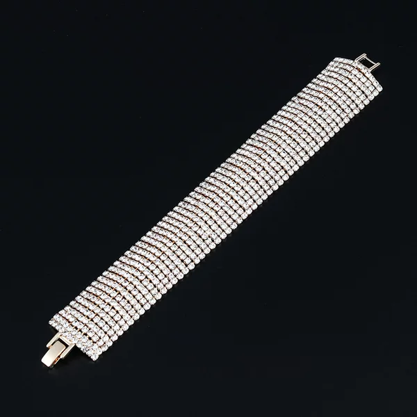 European and American fashion 11 row full of diamond bracelet foreign trade fashion jewelry rhinestone wide bracelet exquisite female B267