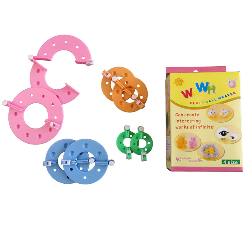 Herramienta de tejido Pompon 4 especificaciones en caja instrucciones en chino e inglés fabricante de bolas