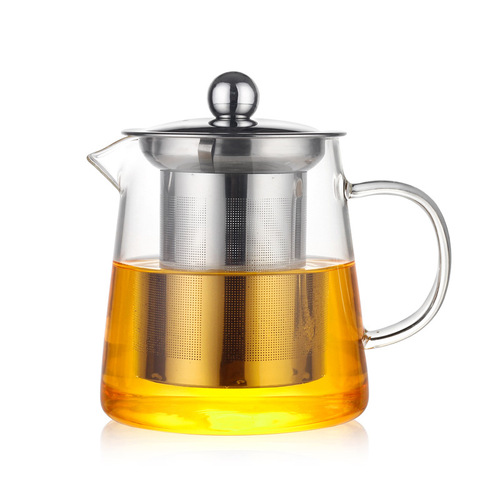 Manufacturer wholesale thickened glass teapot heat-resistant flower teapot teapot stainless steel filter teapot tea set