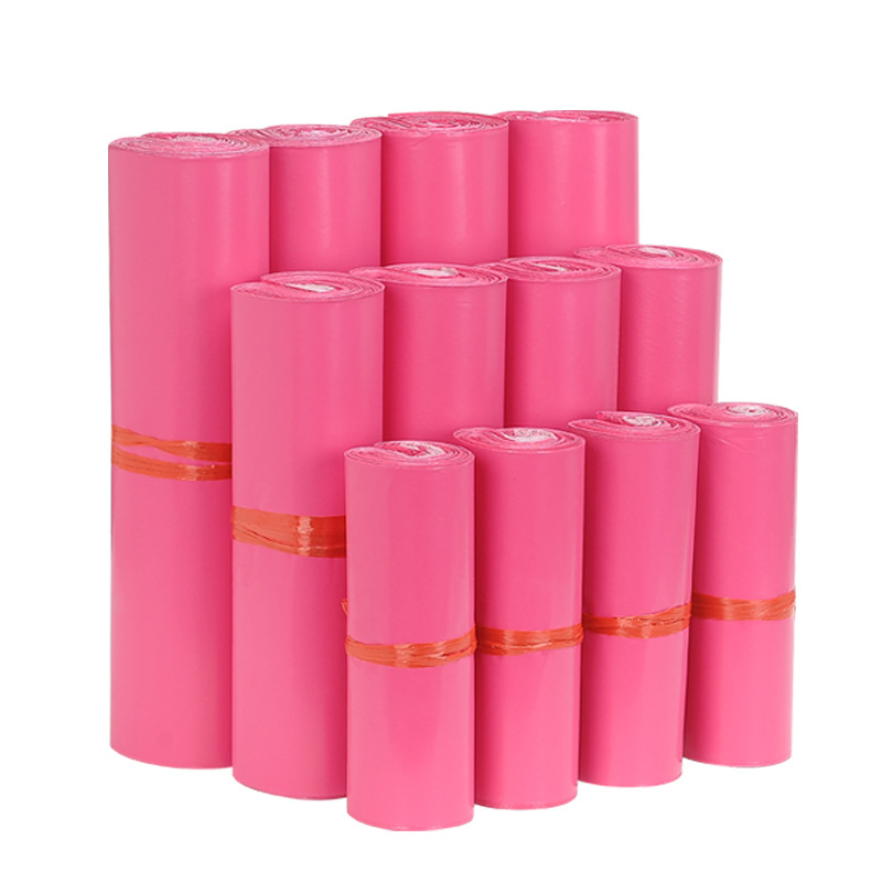 Pink Express Bag Thickeneded Waterproof Half New Material Express Packaging Bag E-Commerce Logistics Plastic Clothing Packaging Bag Customization