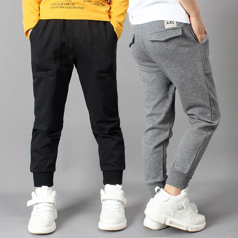 New Autumn/Winter Korean Style Boys' Sports Pants, Medium and Large Children's Pure Cotton Casual Mosquito-Proof Long Pants, Wholesale Children's Pants
