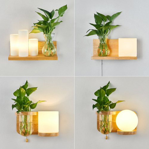 Minimalist Creative Wooden Wall Lamp Indoor Living Room Nordic Zipper Wall Lamp Bedroom Corridor Hallway Balcony Plant Wall Lamp