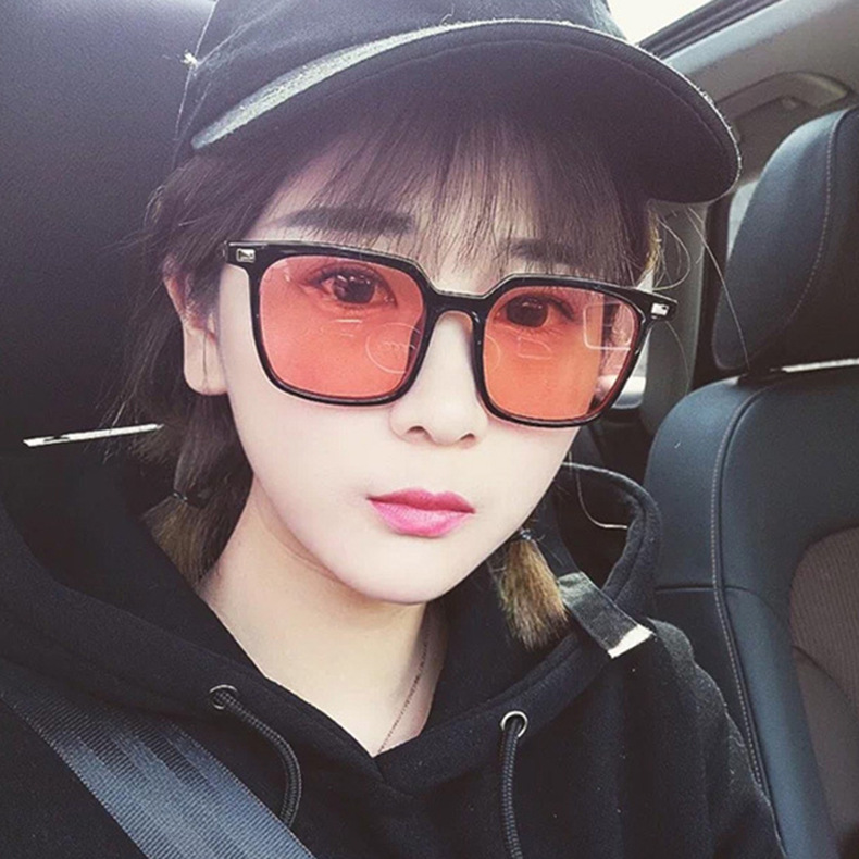 Cross-border Retro Box Color Contrast Personality Trendy Internet Celebrity Same Style Sunglasses Korean Ocean Sunglasses for Men and Women