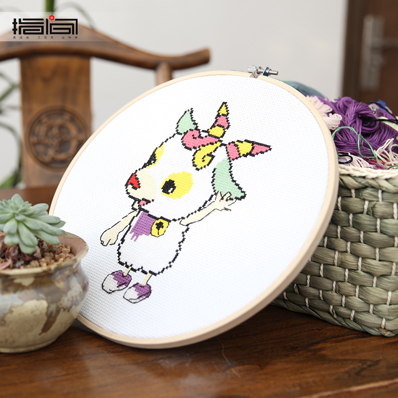 Jinhao bordado hecho a mano DIY material paquete principiante niños simple tela Cruz puntada grande colgante pintura 26cm