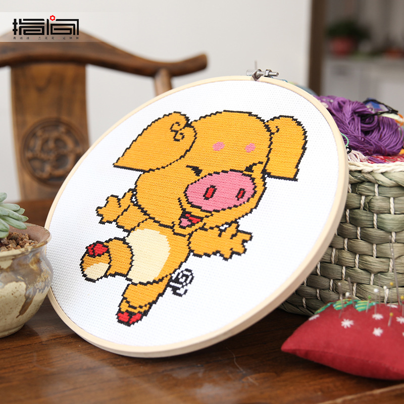 Jinhao bordado hecho a mano DIY material paquete principiante niños simple tela Cruz puntada grande colgante pintura 26cm