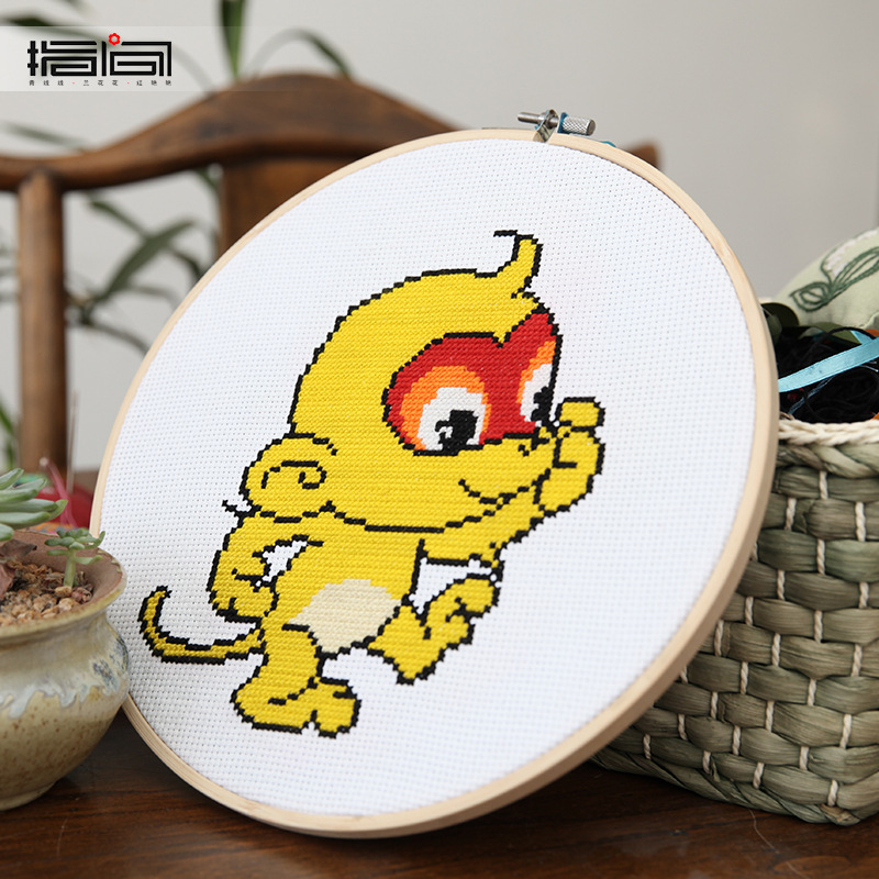 Jinhao bordado hecho a mano DIY material paquete principiante niños simple tela Cruz puntada grande colgante pintura 26cm