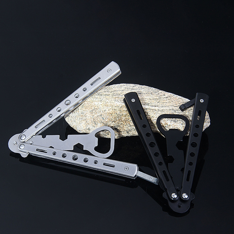 Cuchillo mariposa hoja sin abrir cuchillo entrenamiento práctica herramienta abridor de botella plegable cuchillo swing práctica herramienta abrebotellas multifuncional