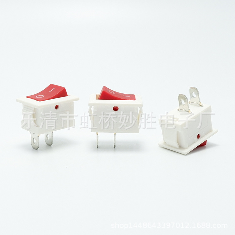 船型开关15*21 白底红盖 铜脚两脚两档 船形电源翘板开关KCD1