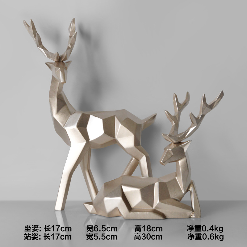 Venta al por mayor transfronteriza hogar afortunado ciervos artesanía de resina TV gabinete regalo decoración del hogar sala de estar Decoración