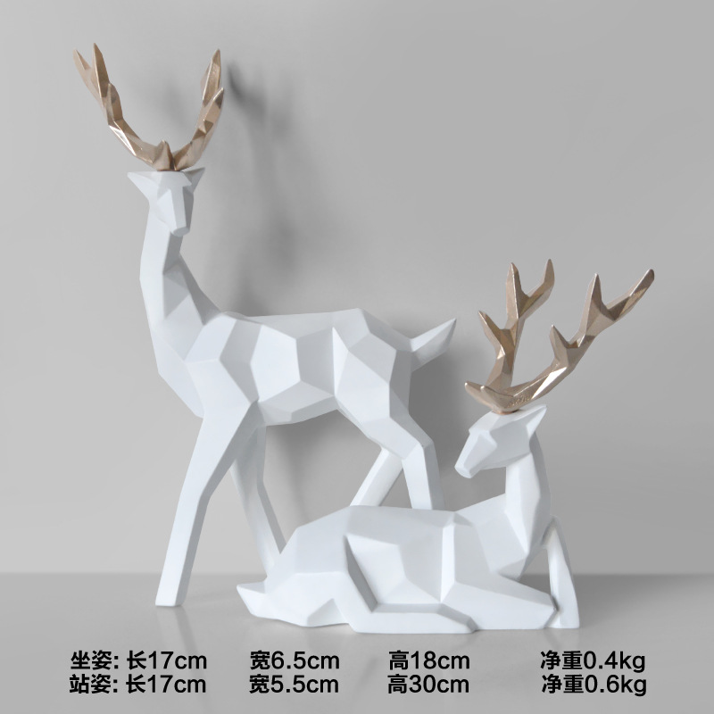 Venta al por mayor transfronteriza hogar afortunado ciervos artesanía de resina TV gabinete regalo decoración del hogar sala de estar Decoración