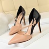 830-2 Korean Fashion Sweet High Heel Shoes Women's High Heel Shallow Notched Pointed Colored Hollow Out One Line Slim Sl