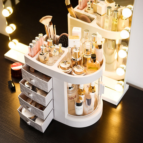 Internet celebrity dressing box, transparent desktop large capacity drawer all-in-one skin care product lipstick makeup storage box