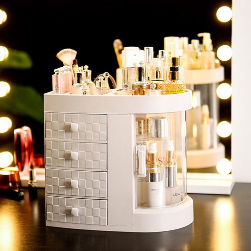 Internet celebrity dressing box, transparent desktop large capacity drawer all-in-one skin care product lipstick makeup storage box
