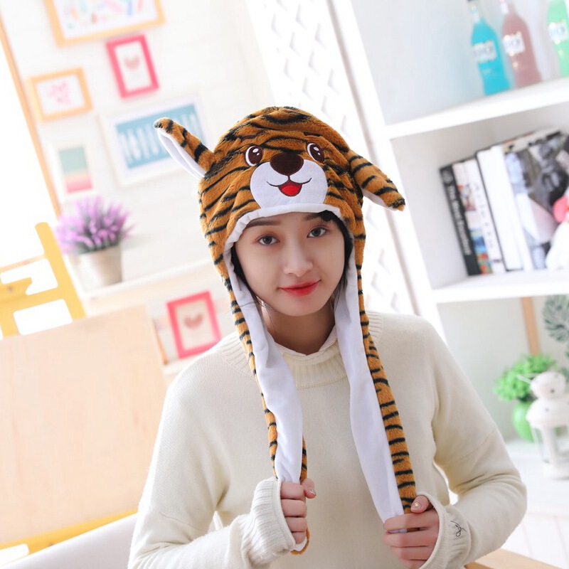Wholesale Tiger Headgear with Moving Ears, Photo Props, Cartoon Headgear, Customizable