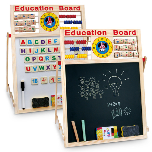 Magnetic drawing board writing board wooden graffiti drawing board children's multi-functional math alphabet learning calculation stand toy