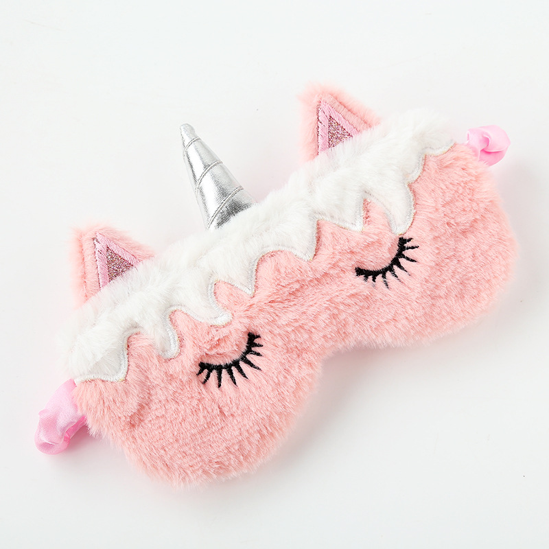 Venta de múltiples combinaciones Nueva máscara de ojo de unicornio Rosa gradiente colorido máscara de ojo de felpa sombreado máscara de ojo de dibujos animados viajes