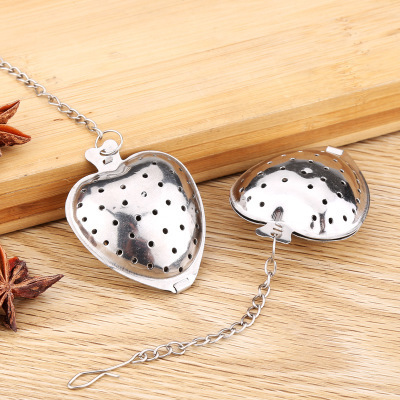 Filtro de malla de té de acero inoxidable Filtro de té de cocina accesorios de té accesorios de juego de té cadena en forma de corazón