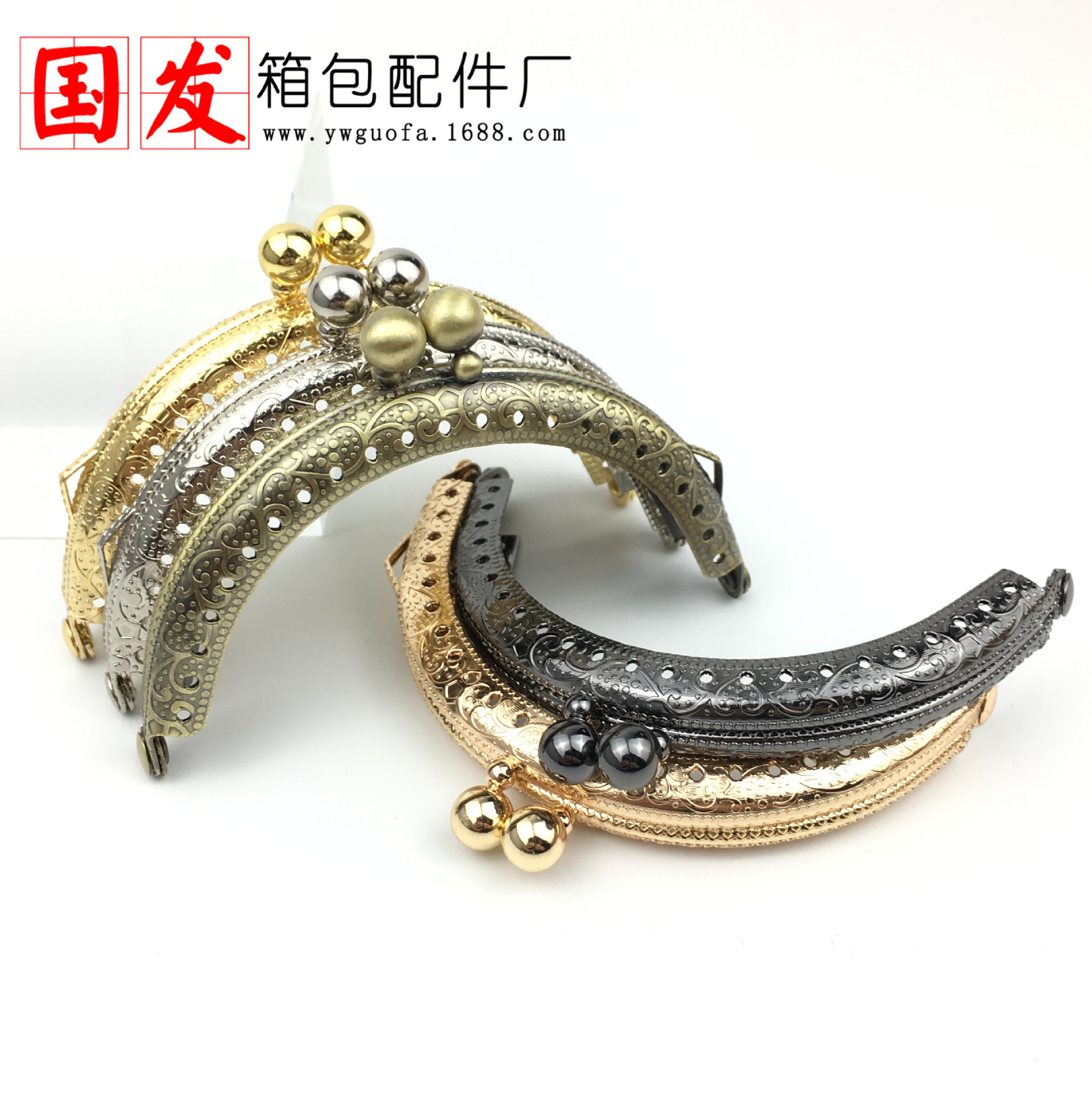 8.5Cm semicircular estampado de tamaño de oro cabeza de goteo creativo boca de bolso clásico