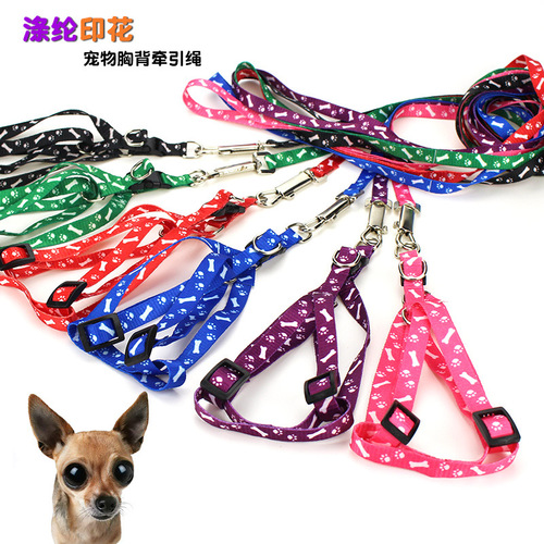 Wholesale Polyester Printed Pet Leash Dog Harness Cat Teddy Small Dog Leash Pet Supplies