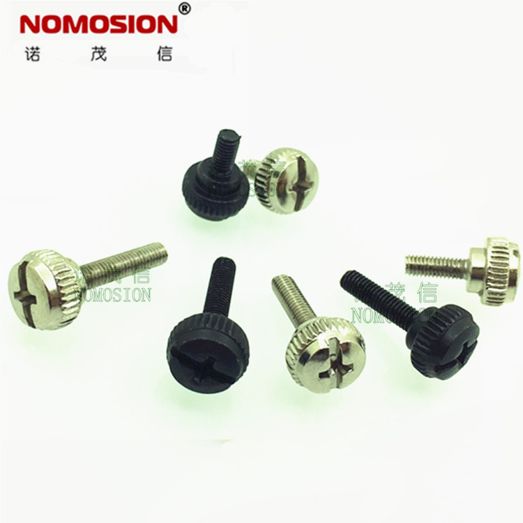 手拧螺丝M3*4.5/6/8/10/12/14加长免工具调节螺钉手动台阶镍/黑色