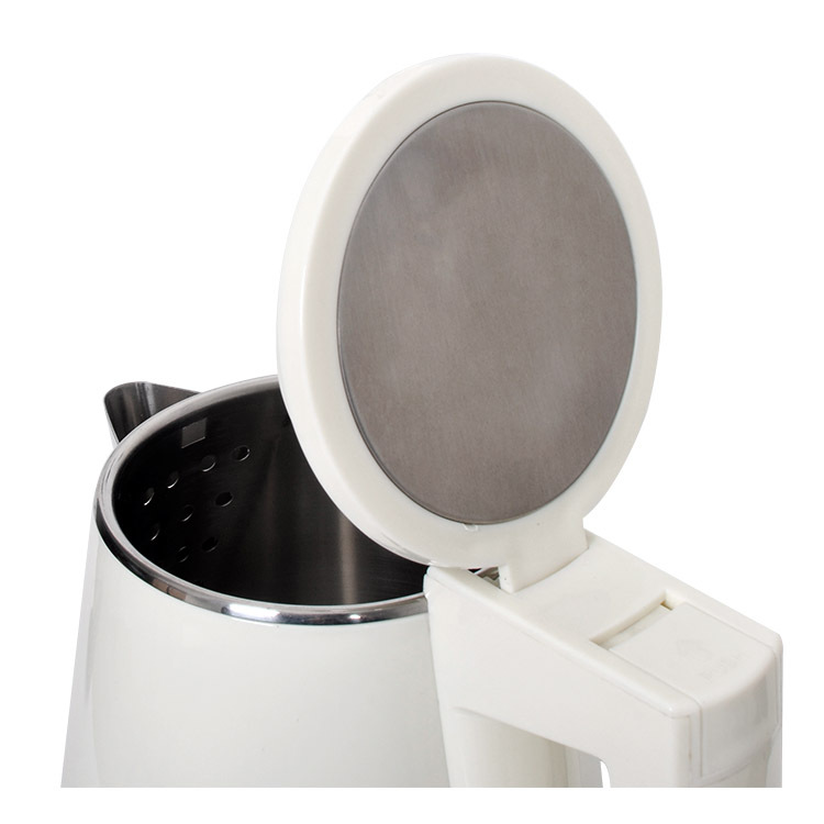 Hervidor eléctrico de acero inoxidable de doble capa, diseño elegante en blanco y negro, para hoteles de comercio exterior, fábrica de origen K40