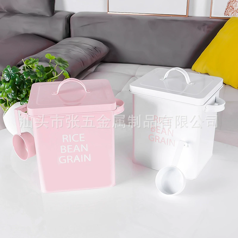 Японское ведро для риса 10 кг бытовой резервуар для хранения хлопьев ведро для муки оловянный горшок для риса 20 кг ящик для хранения большой емкости с ложкой