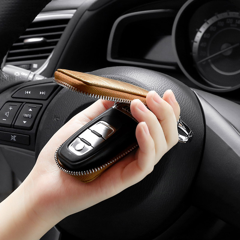 Caso de llave de coche de uso general de cuero genuino coche clave protección cuero caso vintage aceite cera cuero clave Bolsa de Comercio Exterior Venta caliente