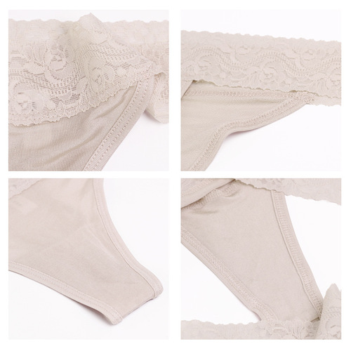 New mulberry silk thong women's T-pants sexy silk underwear low-waist lace seamless sexy temptation briefs