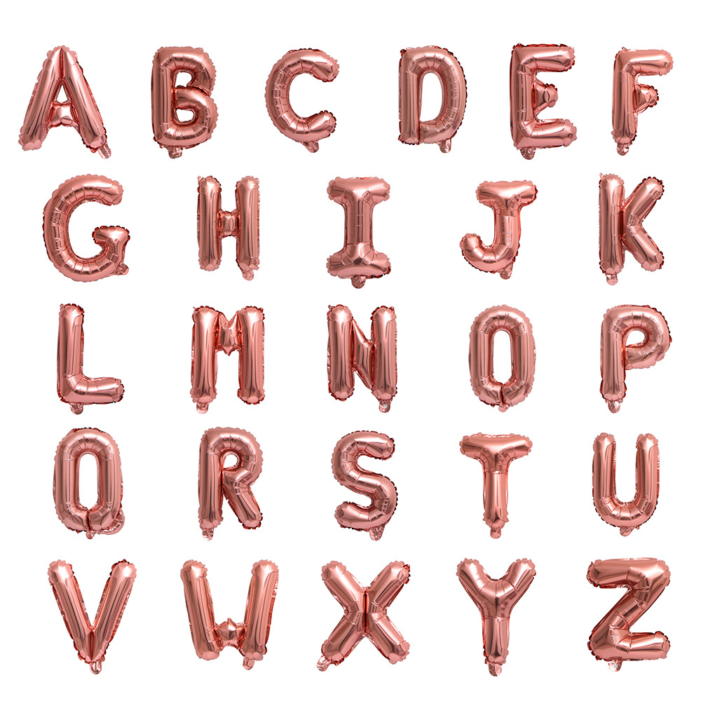 New 16-inch imitation rose gold English letter aluminum balloon birthday wedding decoration A- Z letter balloon