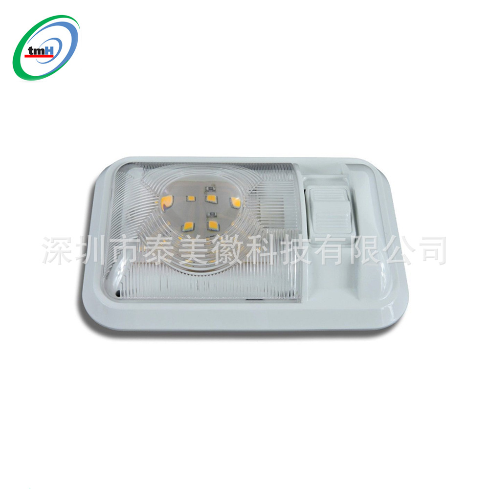 Interruptor de tres vías con lente, luz LED única para autocaravana, coche con interruptor, luz de techo interior, exportación transfronteriza de 12V