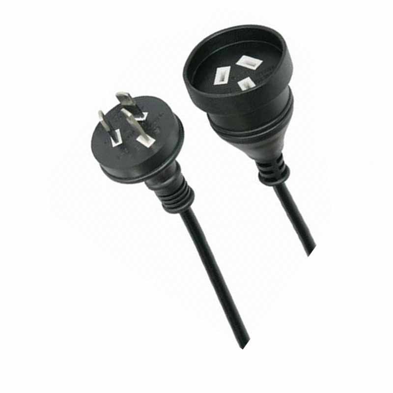 供应三芯澳大利亚插头电源线 SAA认证澳标三孔插头品字尾电源线