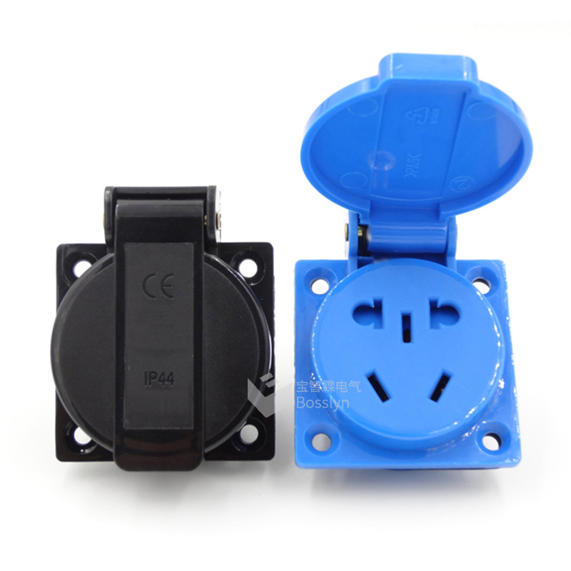 五孔插座 新国标单相二三极中国插座 IP44防水插座电梯用