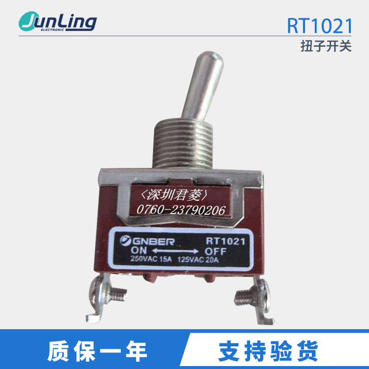 现货原装正品GNBER冈本扭子开关RT1021 2脚2档 ON-OFF15A 250VAC