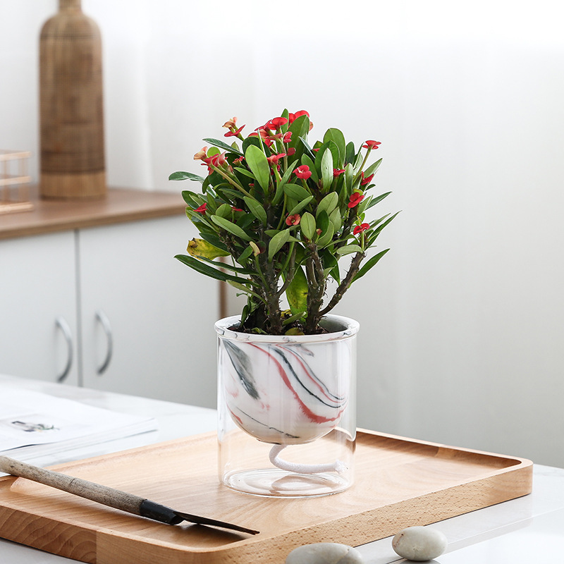 Creative marble ceramic glass flowerpot for home use