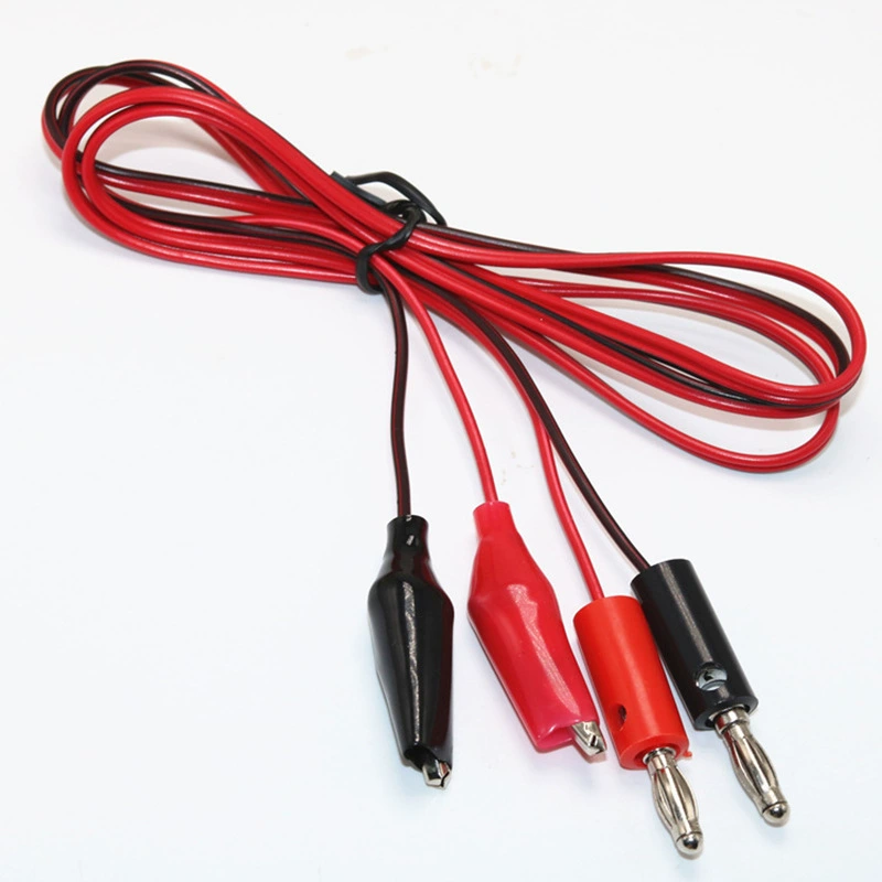 Тестовая линия Банановый штекер для Зажима Шнура Питания, красный и черный провод, длина 1 метр, удлинитель зажима, красный и черный провод