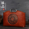 Retro fashionable leather one-shoulder bag, shoulder bag, genuine leather, suitable for import, cowhide