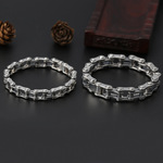 批发s925纯银时尚流行朋克风个性创意自行车链饰品霸气粗款男手链