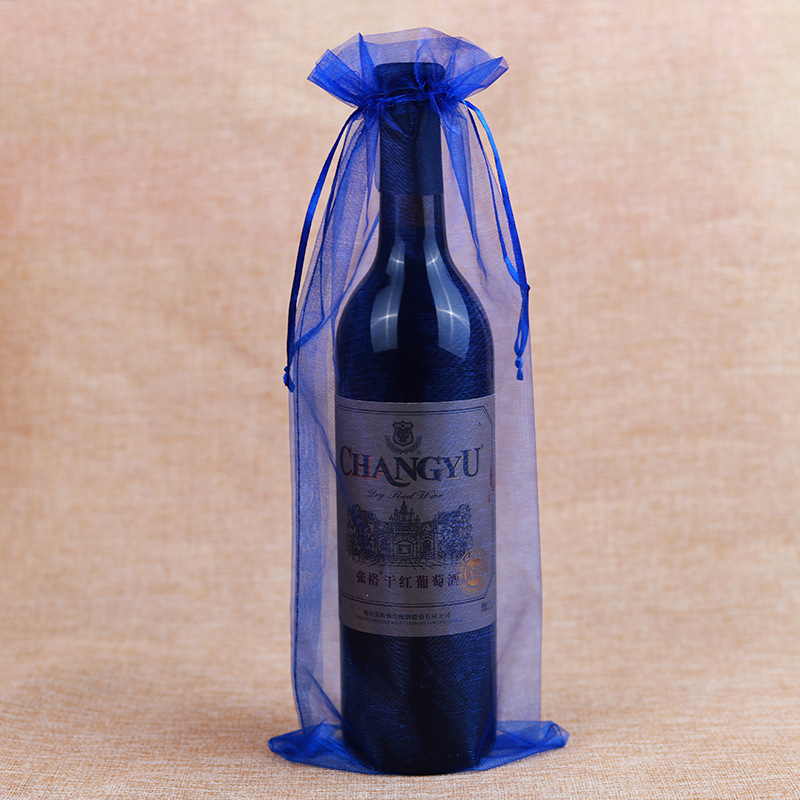 Bolsas de vino al por mayor en stock, bolsas de gasa para envasado de vino tinto con cordón, varios colores, bolsas de vino con cordón para embalaje de regalo. image 4